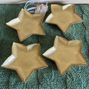 Akcam Gold Star ⭐️ Holiday Decor Plates Handcrafted Glass Made in Turkey NEW!